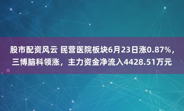 股市配资风云 民营医院板块6月23日涨0.87%，三博脑科领涨，主力资金净流入4428.51万元